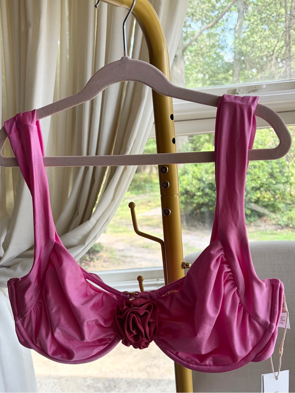 l*space Hot Pink Underwire Bikini Top with Back Clasp